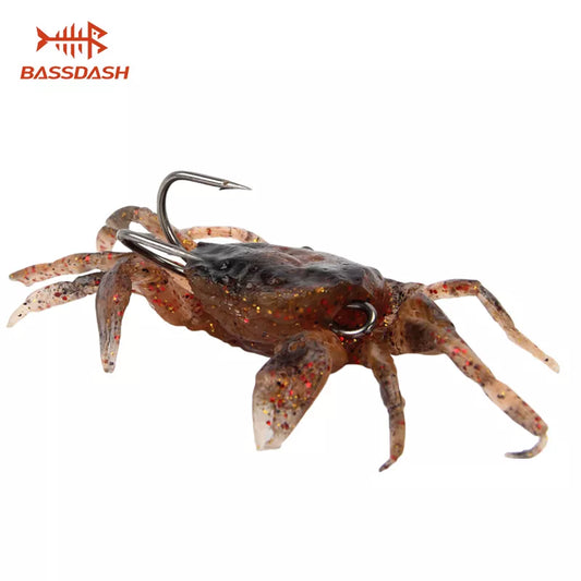Bassdash 1Pcs Artificial Crab Lure Bait 3D Simulation Fishing Lures Soft Fish Bait with Sharp Hooks, 8cm 35g