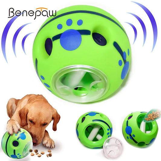 Benepaw Interactive Dog Toys Food Dispensing Treat Pet Giggle Ball Safe Dog Squeaky Puppy Puzzle Toy For Small Medium Large Dog